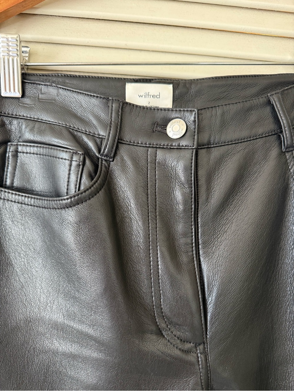Wilfred Black Straight-Leg Faux Leather Jeans - Picture 3 of 8